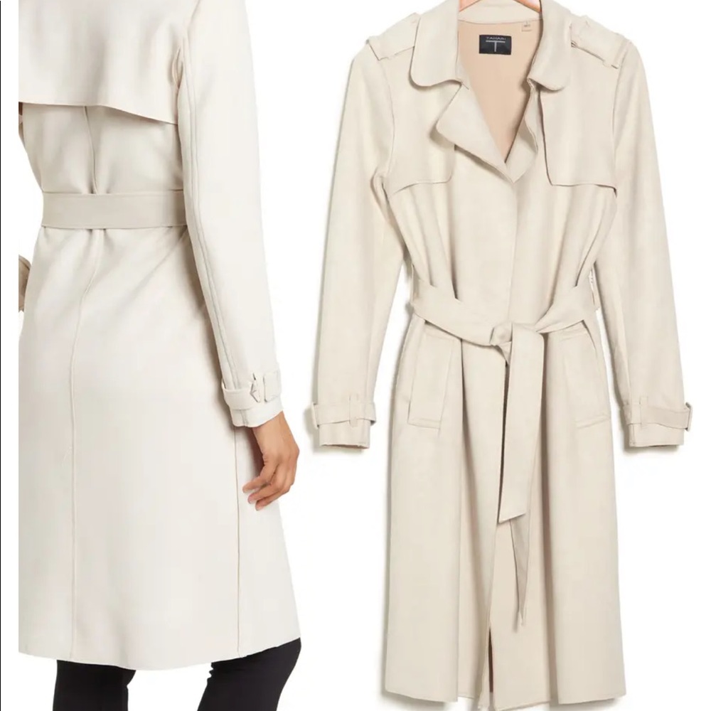 Faux Suede Trench Coat